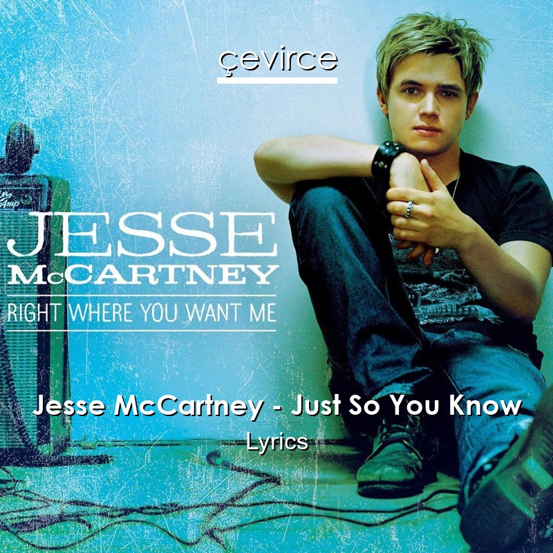 Jesse Mccartney Just So You Know Lyrics Translate Institution Cevirce