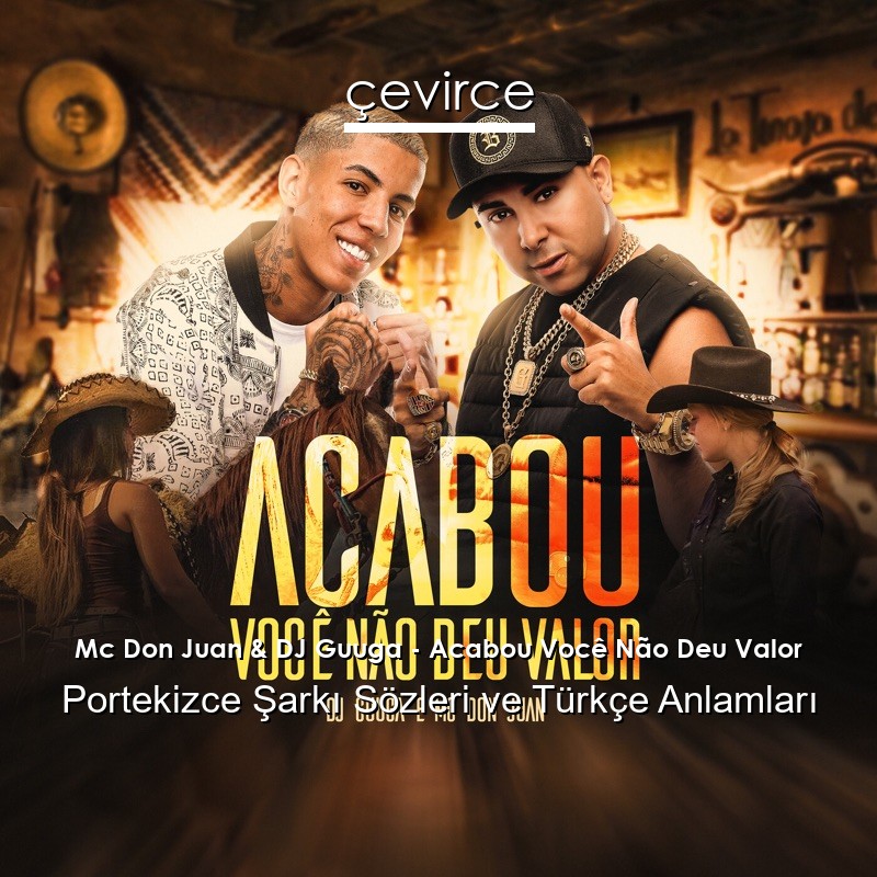 Mc Don Juan & DJ Guuga – Acabou Você Não Deu Valor Portekizce Sözleri Türkçe Anlamları