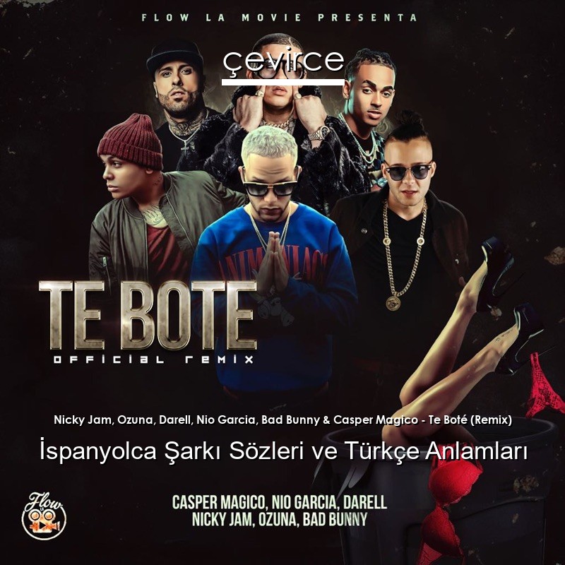 Nicky Jam, Ozuna, Darell, Nio Garcia, Bad Bunny & Casper Magico – Te Boté (Remix) İspanyolca Sözleri Türkçe Anlamları