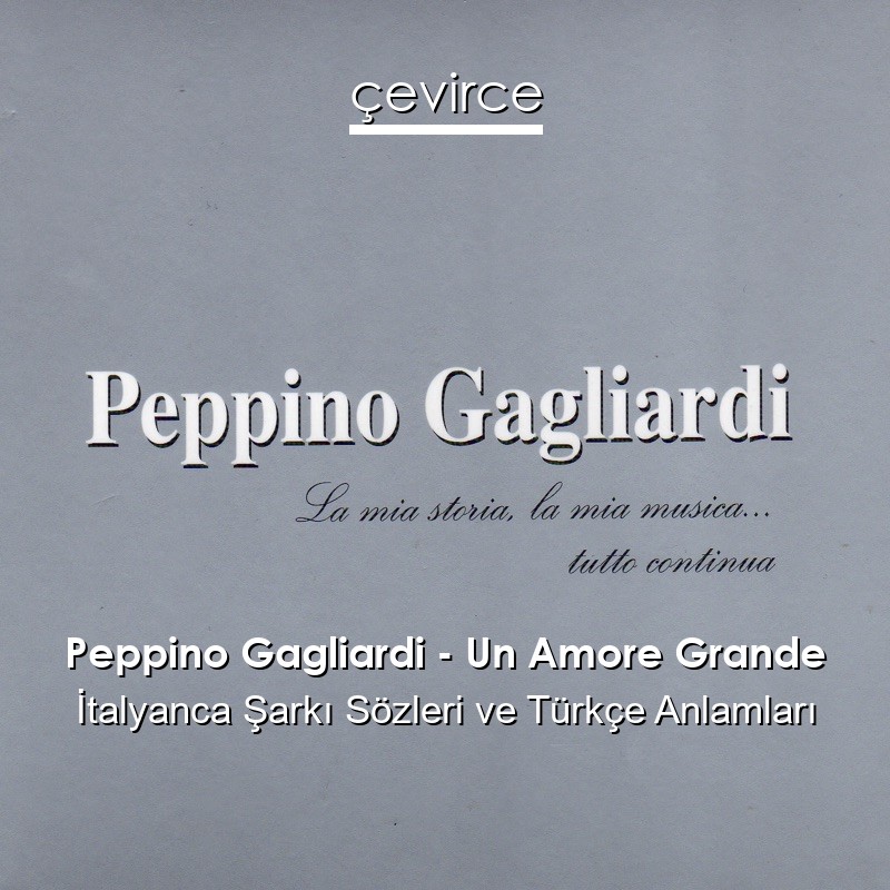 Peppino Gagliardi – Un Amore Grande İtalyanca Şarkı Sözleri Türkçe Anlamları