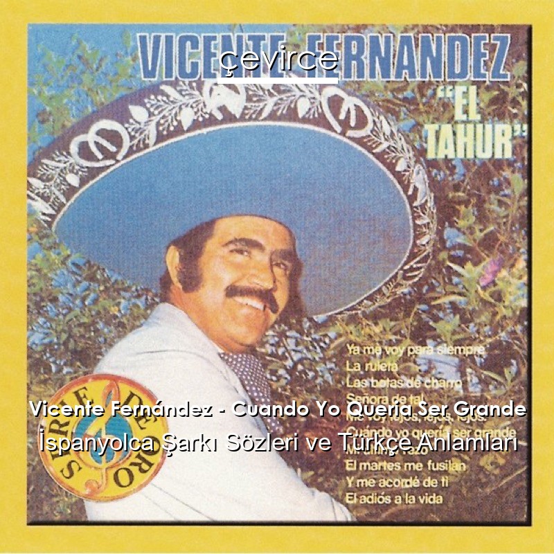 Vicente Fernández – Cuando Yo Queria Ser Grande İspanyolca Şarkı Sözleri Türkçe Anlamları