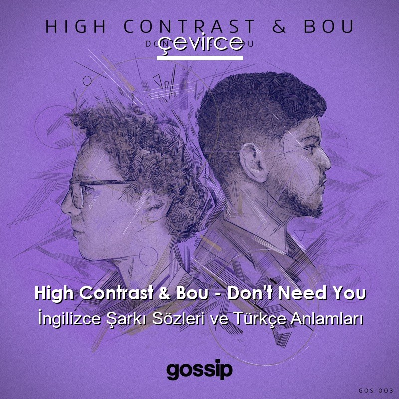 High Contrast & Bou – Don’t Need You İngilizce Şarkı Sözleri Türkçe Anlamları