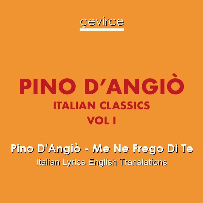 Pino D’Angiò – Me Ne Frego Di Te Italian Lyrics English Translations