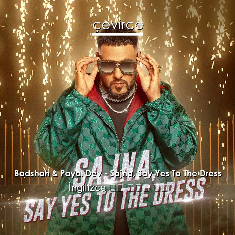 Badshah & Payal Dev – Sajna, Say Yes To The Dress  歌詞 中國人 翻譯