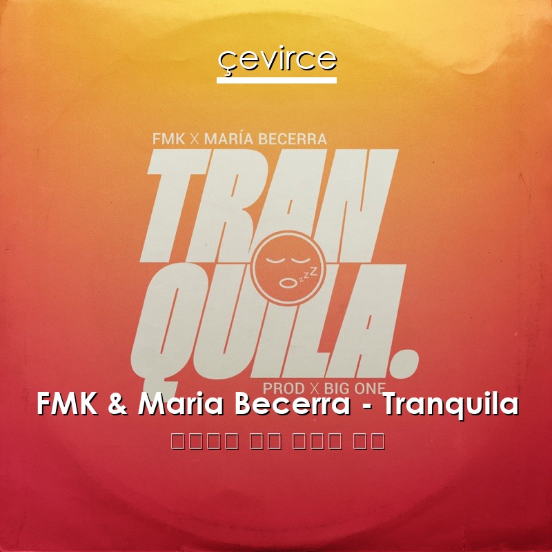 FMK & Maria Becerra – Tranquila 西班牙語 歌詞 中國人 翻譯