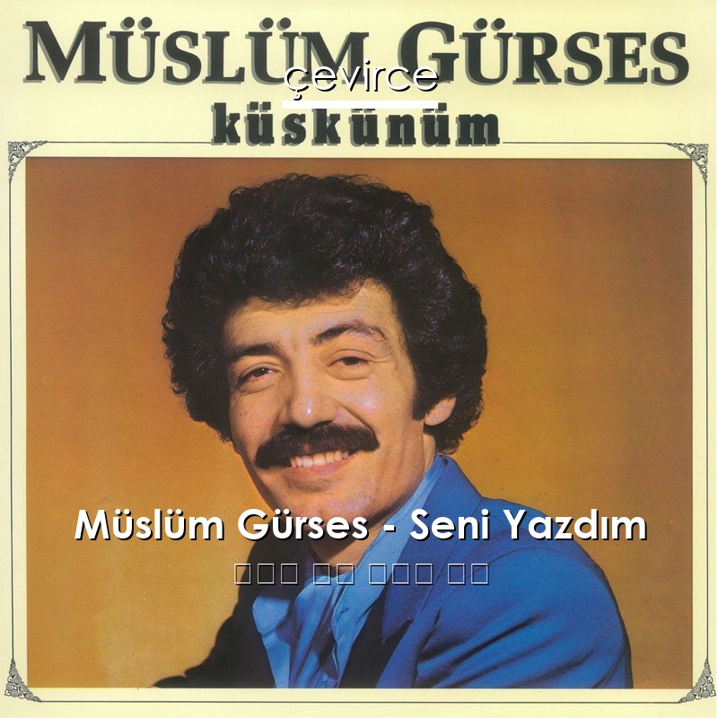 Müslüm Gürses – Seni Yazdım 土耳其 歌詞 中國人 翻譯