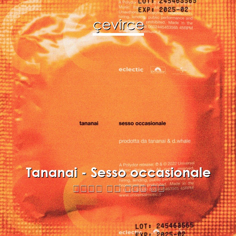 Tananai – Sesso occasionale 意大利語 歌詞 中國人 翻譯