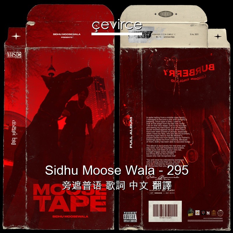 Sidhu Moose Wala – 295 旁遮普语 歌詞 中文 翻譯