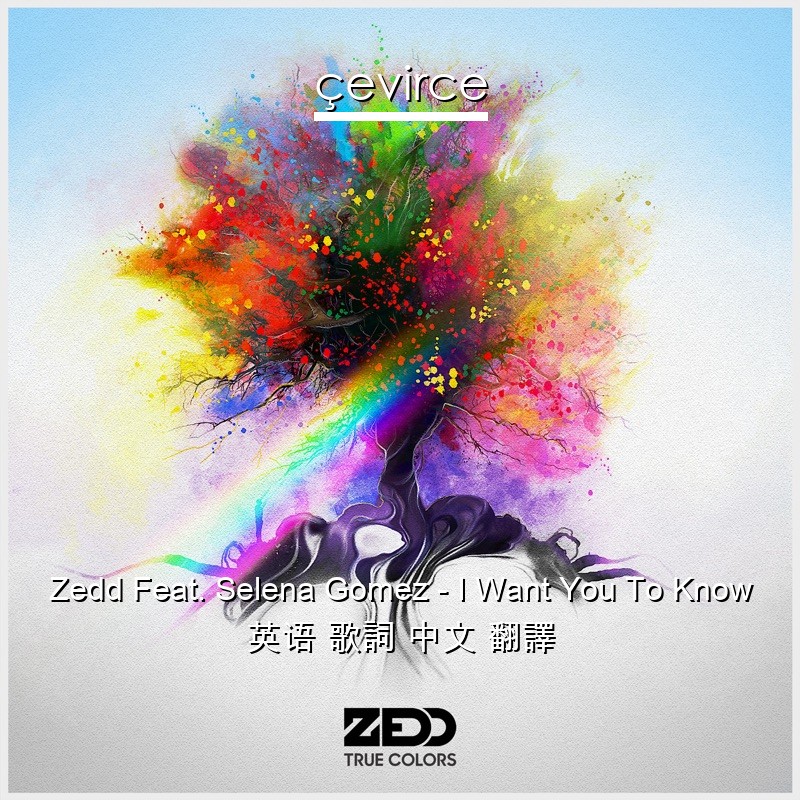 Zedd Feat. Selena Gomez – I Want You To Know 英语 歌詞 中文 翻譯