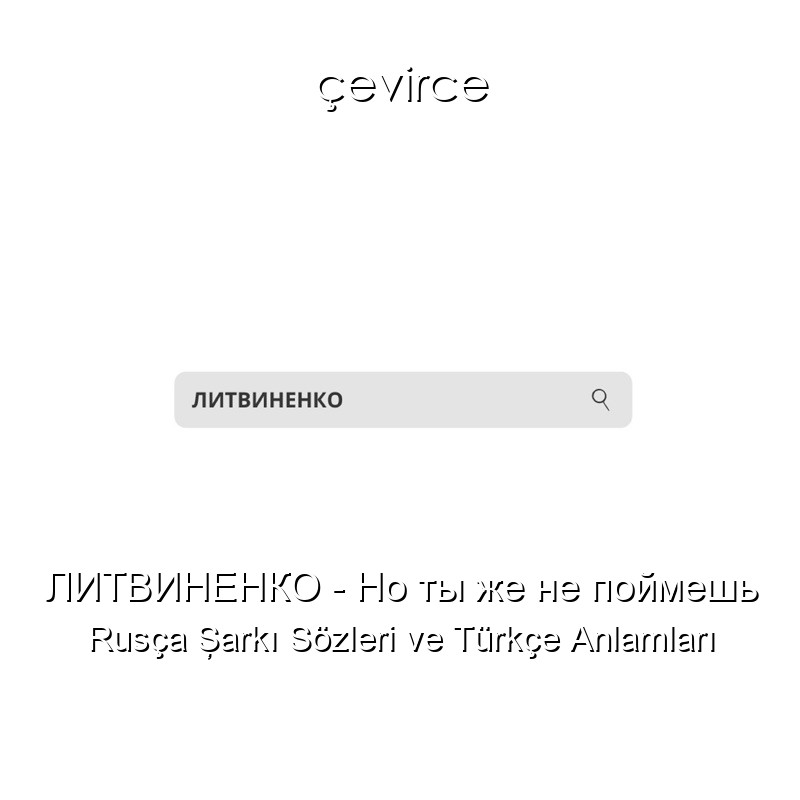 ЛИТВИНЕНКО – Но ты же не поймешь Rusça Şarkı Sözleri Türkçe Anlamları