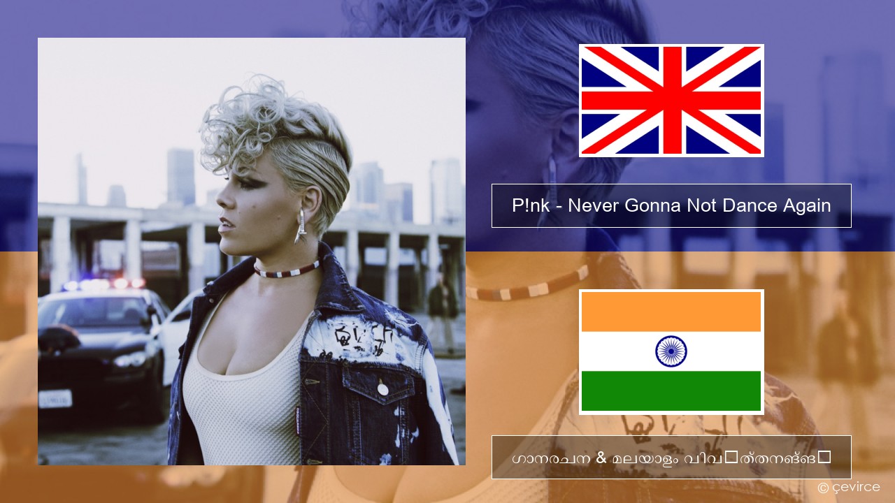 P!nk – Never Gonna Not Dance Again ഇംഗ്ലീഷ് ഗാനരചന & മലയാളം വിവർത്തനങ്ങൾ