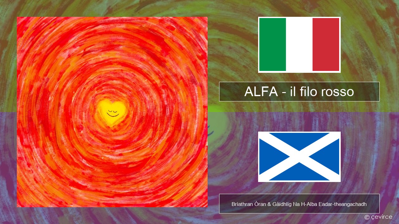 ALFA – il filo rosso Eadailtis Briathran Òran & Gàidhlig Na H-Alba Eadar-theangachadh