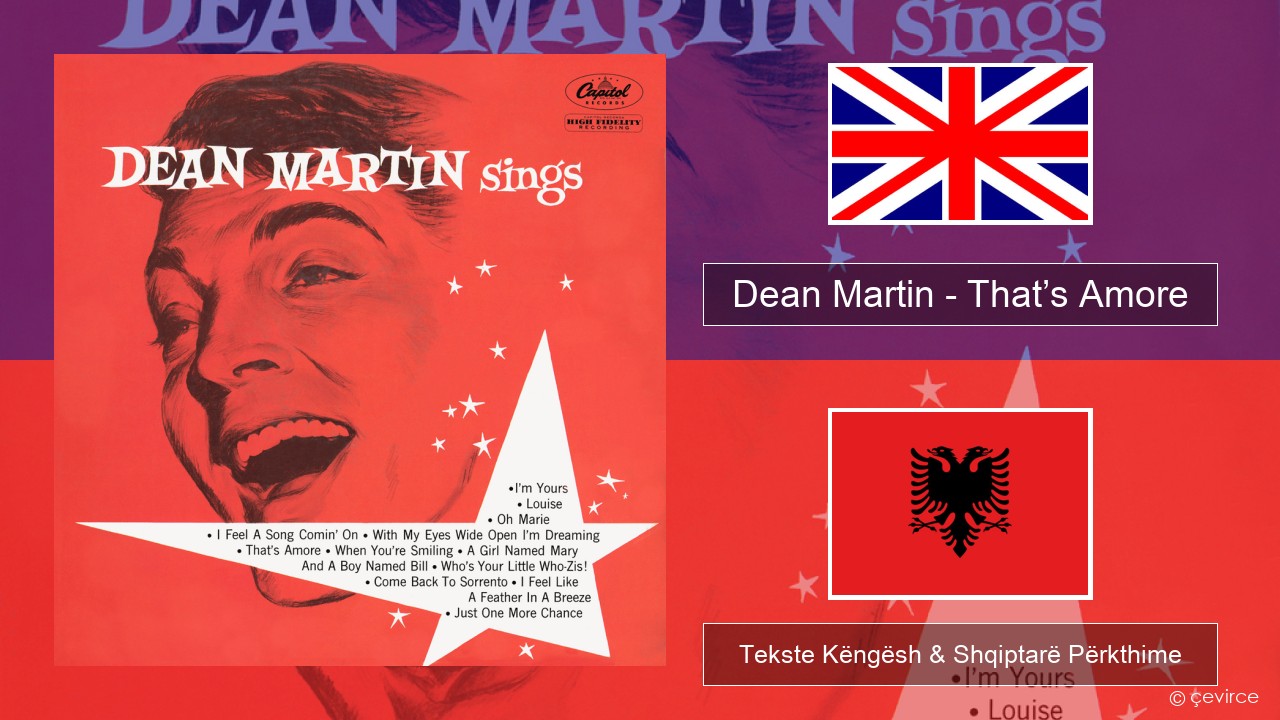 Dean Martin – That’s Amore Anglisht Tekste Këngësh & Shqiptarë Përkthime