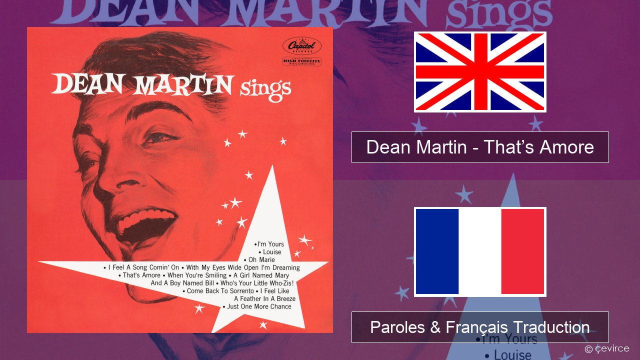 Dean Martin – That’s Amore Anglais Paroles & Français Traduction