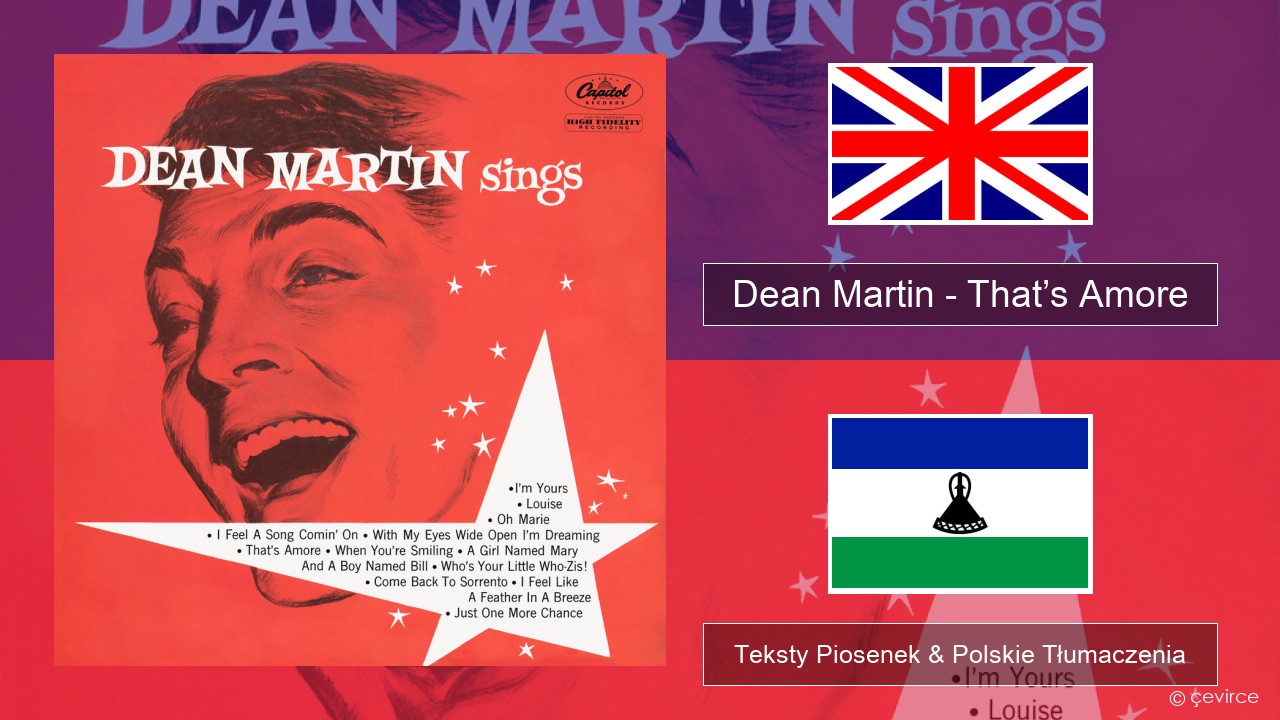 Dean Martin – That’s Amore Polski Teksty Piosenek & Polskie Tłumaczenia