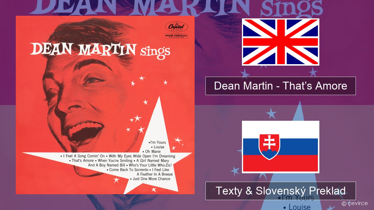 Dean Martin – That’s Amore Anglický Texty & Slovenský Preklad