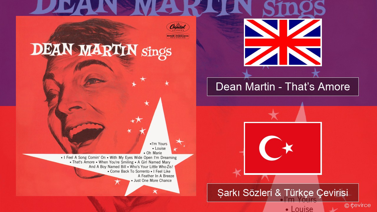 Dean Martin – That’s Amore İngilizce Şarkı Sözleri & Türkçe Çevirisi