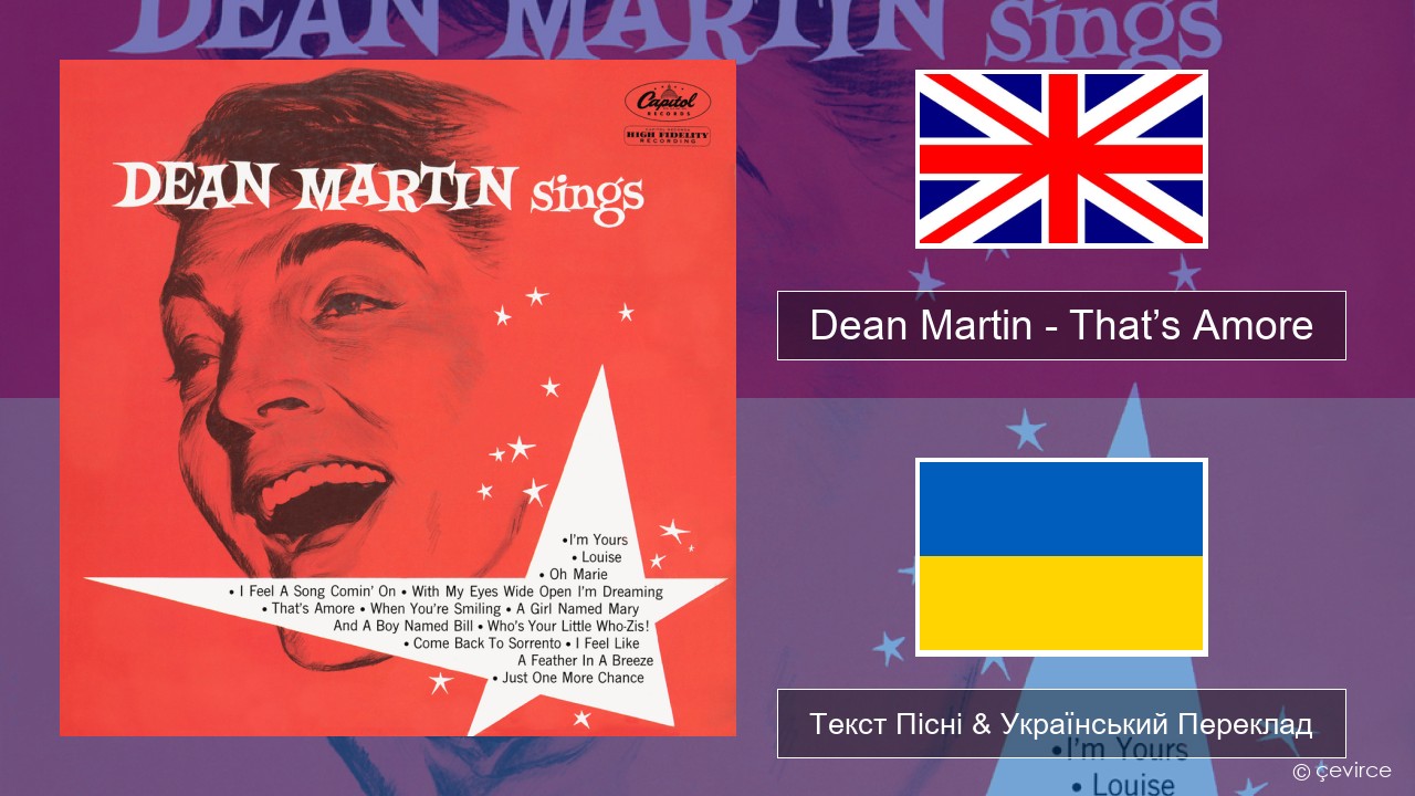 Dean Martin – That’s Amore Англійський Текст Пісні & Український Переклад