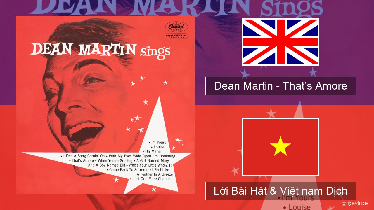 Dean Martin – That’s Amore Tiếng anh Lời Bài Hát & Việt nam Dịch