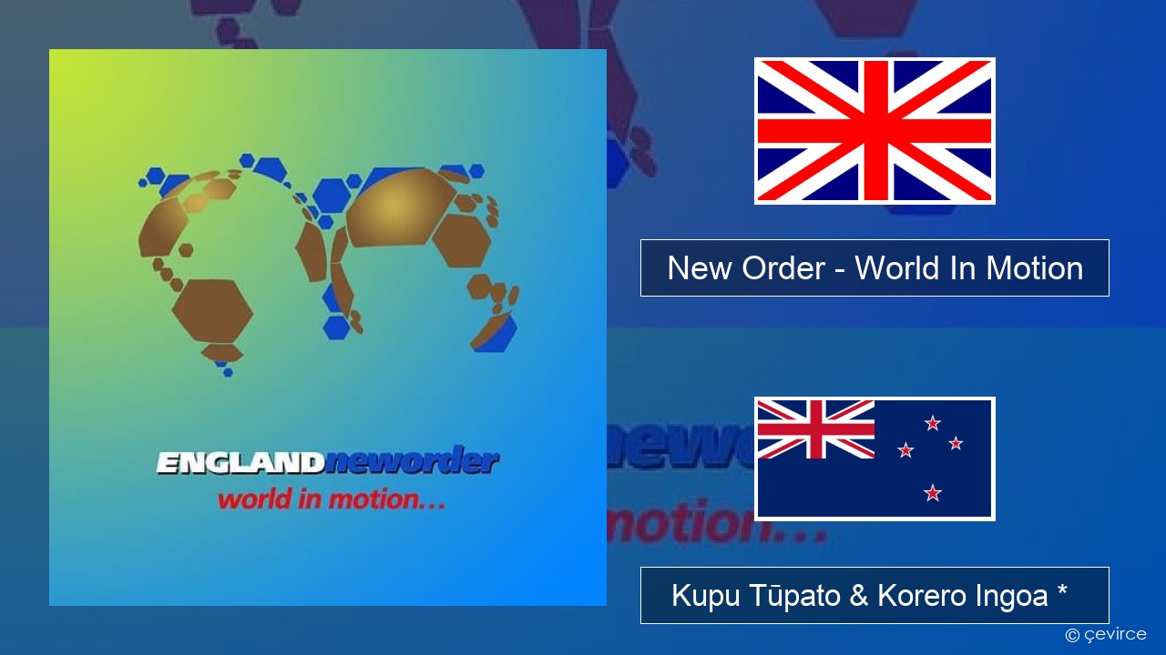 New Order – World In Motion Ingoa *  Kupu Tūpato & Korero Ingoa *