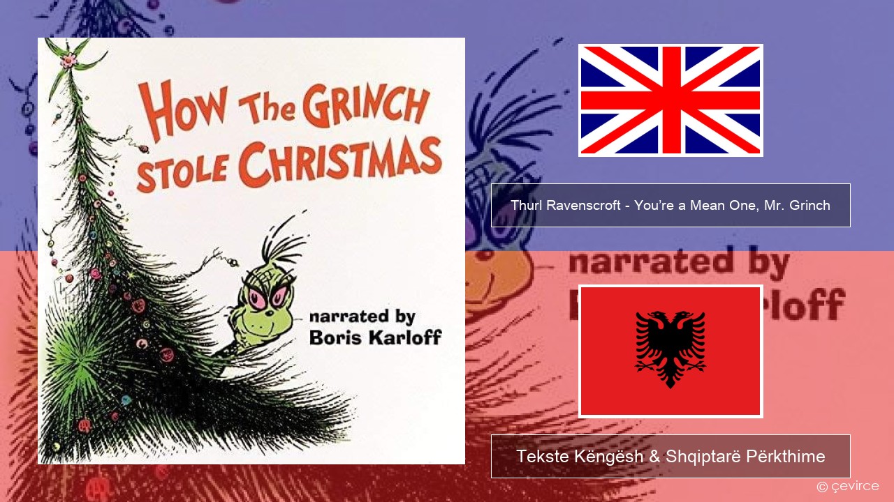 Thurl Ravenscroft – You’re a Mean One, Mr. Grinch Anglisht Tekste Këngësh & Shqiptarë Përkthime