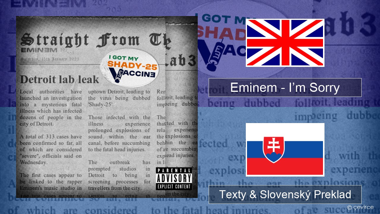 Eminem – I’m Sorry Anglický Texty & Slovenský Preklad