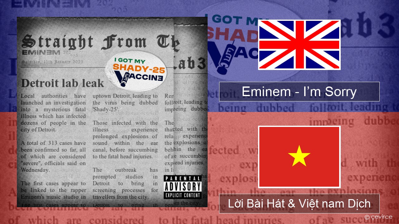 Eminem – I’m Sorry Tiếng anh Lời Bài Hát & Việt nam Dịch