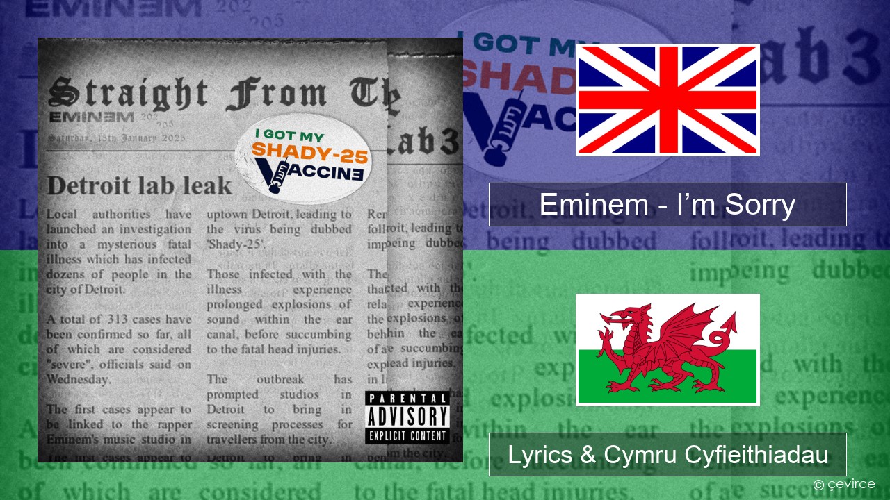 Eminem – I’m Sorry Saesneg Lyrics & Cymru Cyfieithiadau