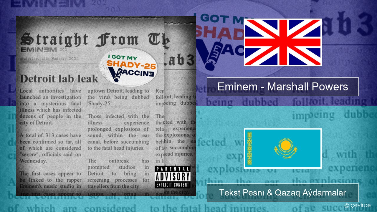 Eminem – Marshall Powers Aǵylshyn Tekst Pesnı & Qazaq (latyn) Aýdarmalar