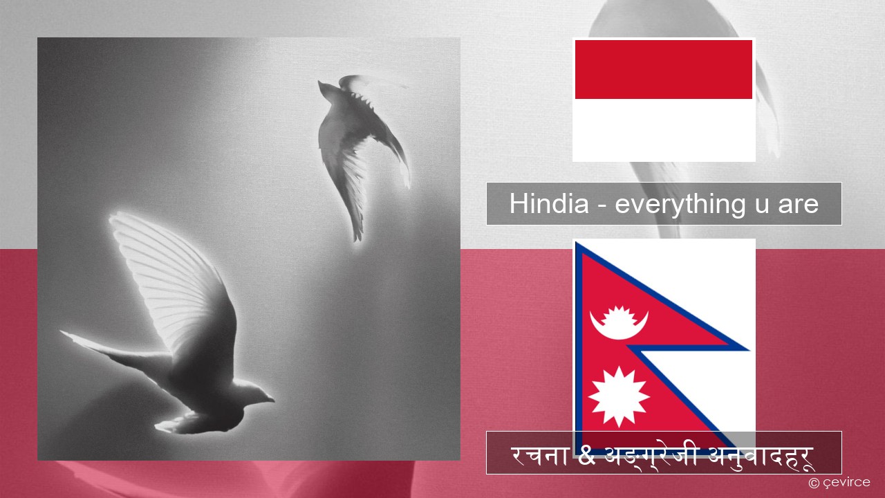 Hindia – everything u are चीन, हेबै रचना & अङ्ग्रेजी अनुवादहरू